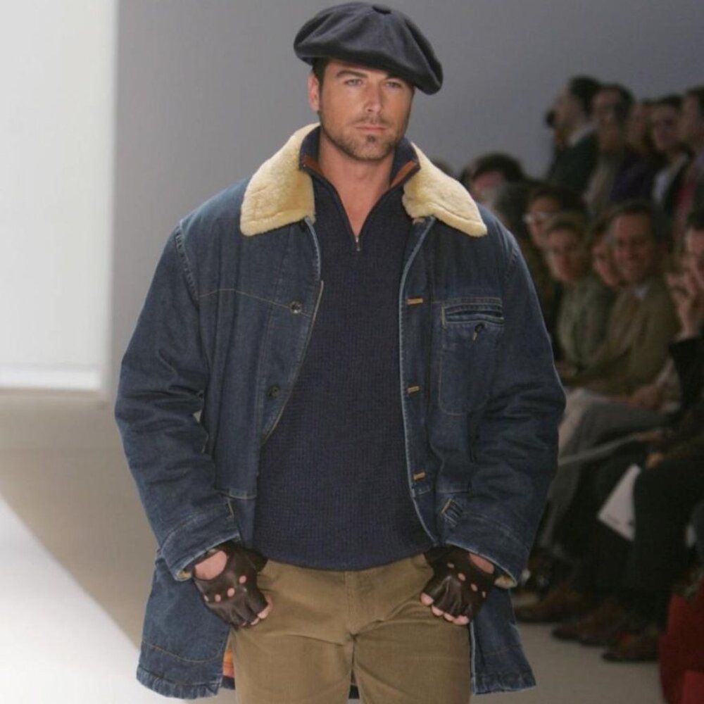 Henry Jacobson Kahara denim barn jacket with removable collar